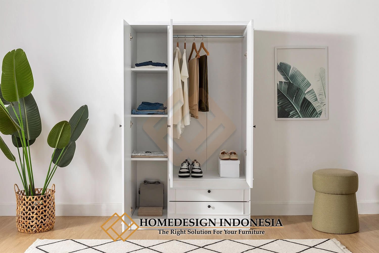 Lemari Pakaian Minimalis 3 Pintu Shabby Chich Design HD-1923.1