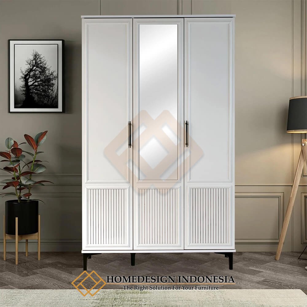 Lemari Pakaian Minimalis Jepara Warna Putih Duco Solid HD-1921