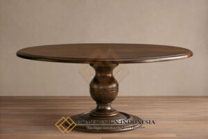 Meja Makan Jati Minimalis Bundar Premium Solid Wood HD 1912