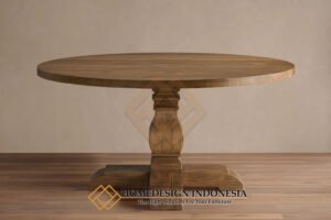 Meja Makan Klasik Minimalis Bundar Premium Solid Wood HD 1911