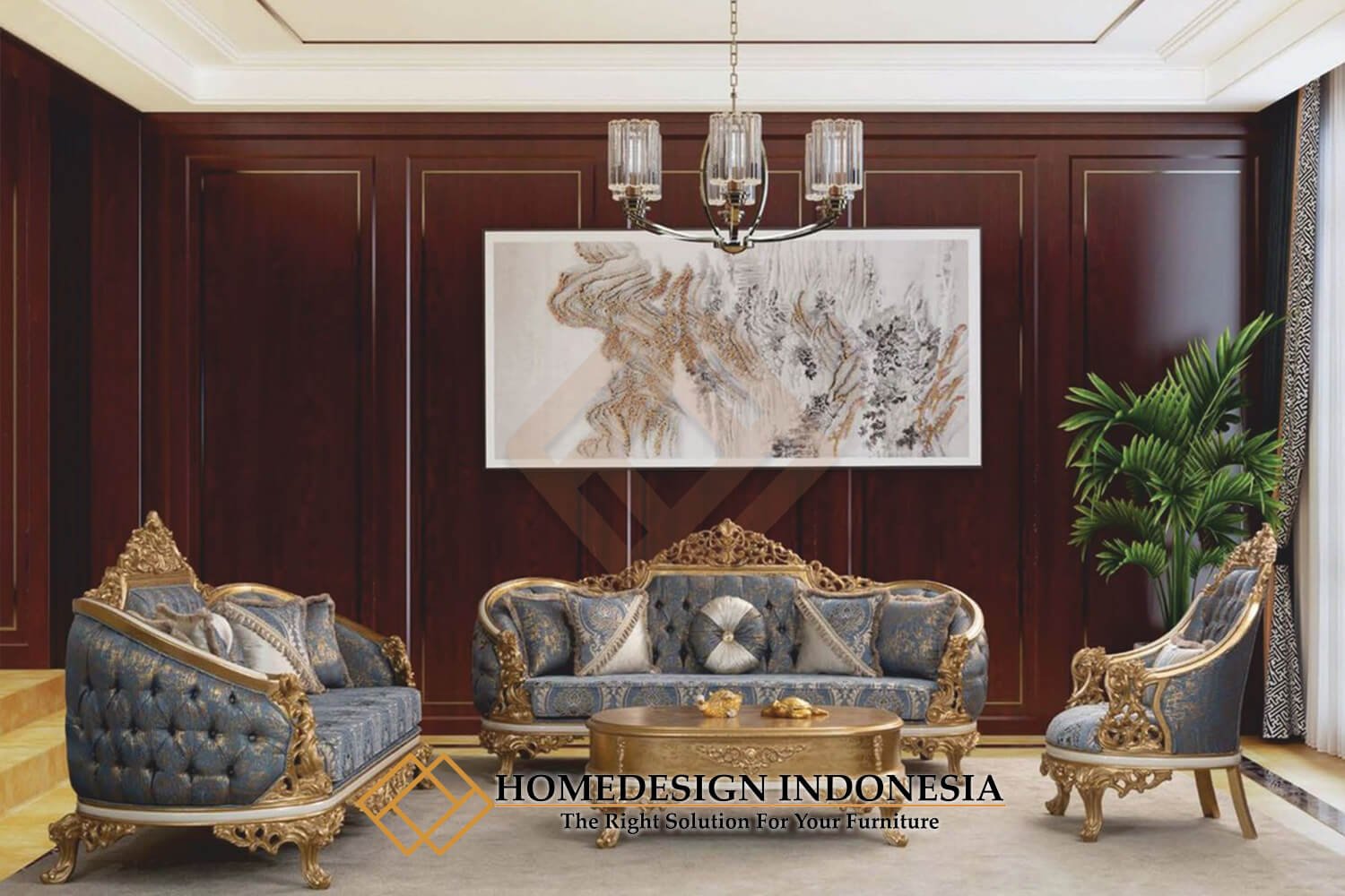 Set Sofa Mewah Klasik Emas Gorgeous Design HD-1941