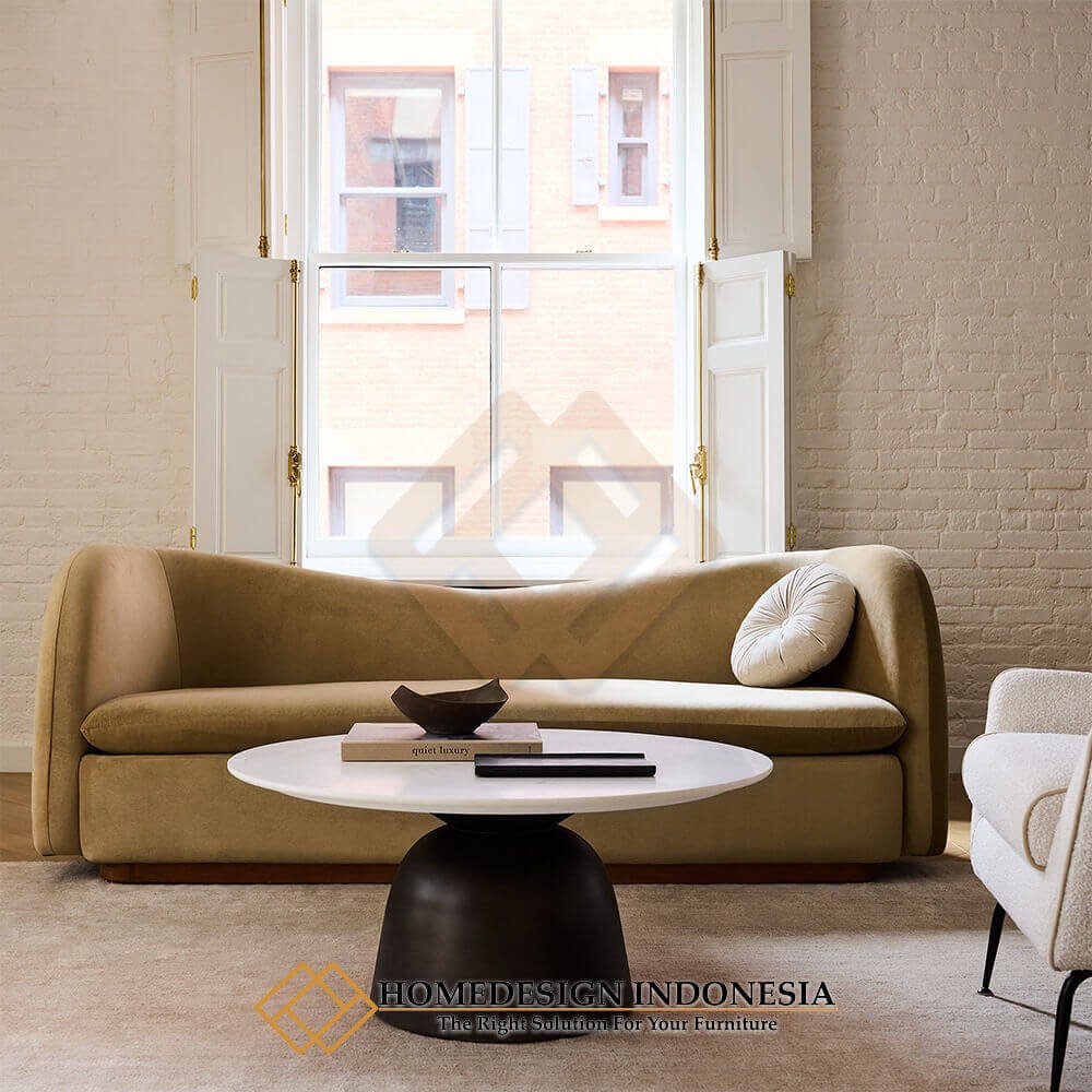 Sofa Tamu Modern Minimalis 3 Seater Fabric Linen Soft Color HD-1916