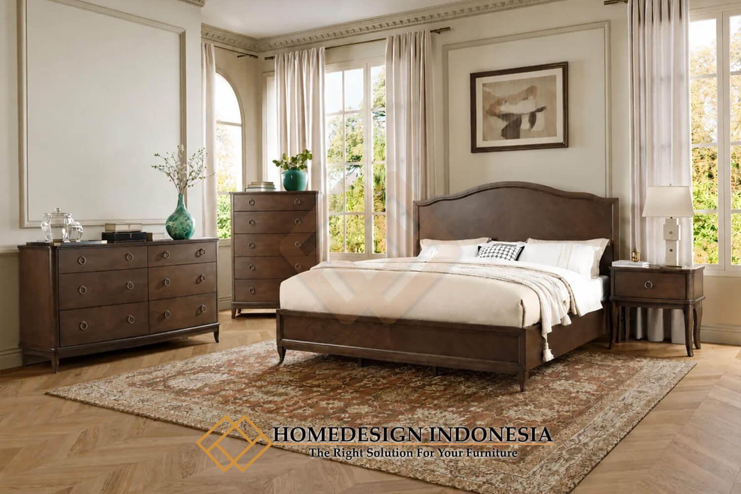 Tempat Tidur Minimalis Kayu Jati Klasik Furniture Jepara HD-1934