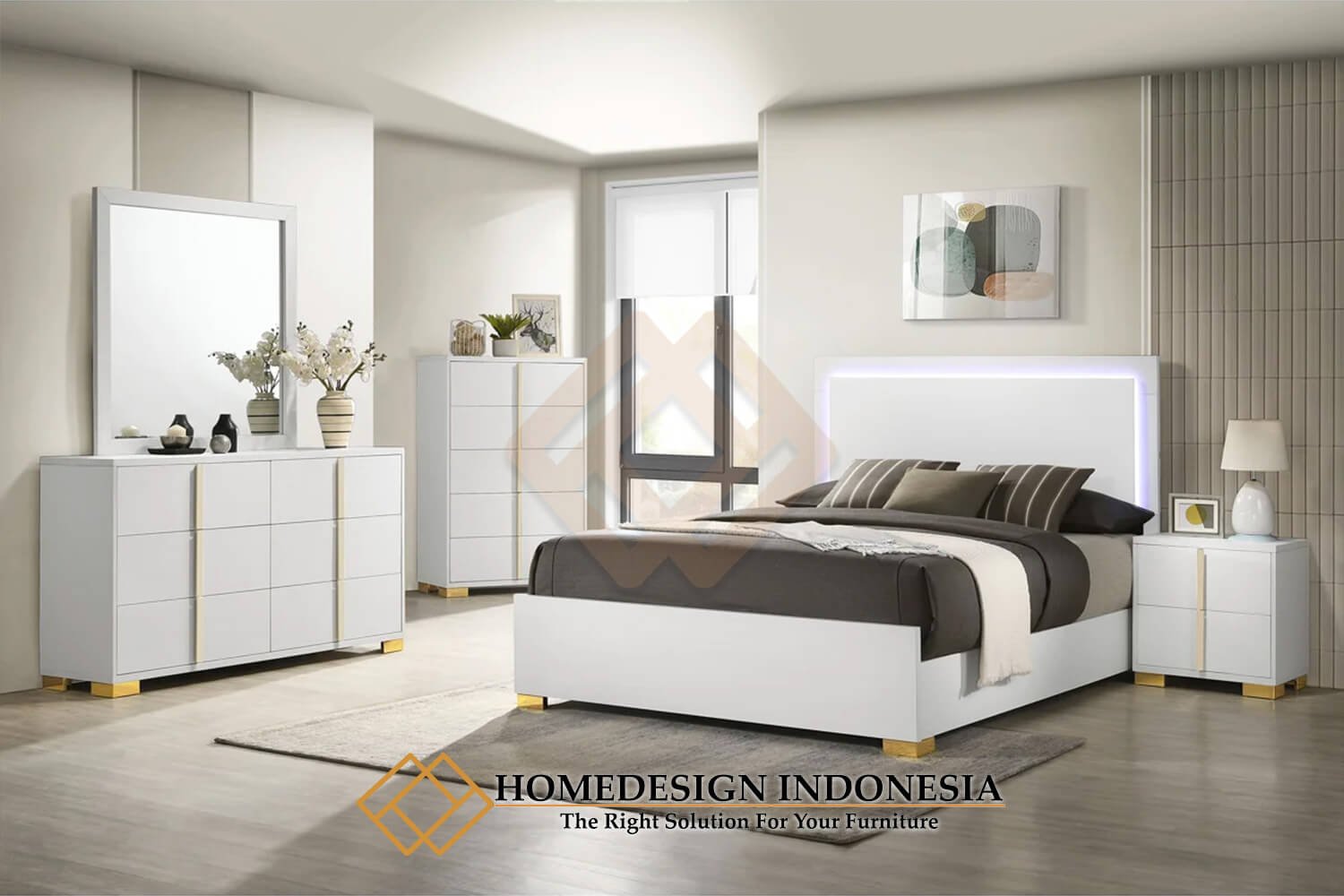 Tempat Tidur Minimalis Terbaru White Lily Solid Duco Color HD-1933