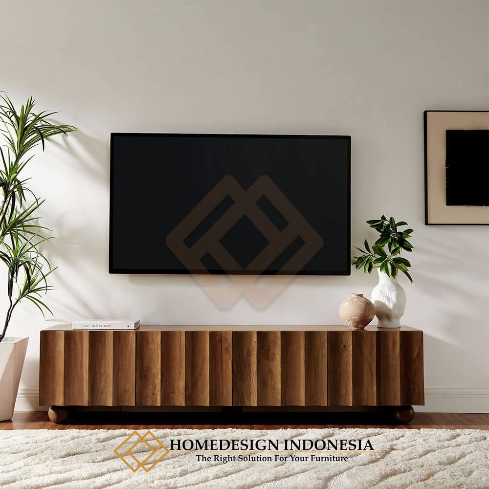 Bufet TV Jati Minimalis Kayu Solid Modern Desain Cantik HD-1988