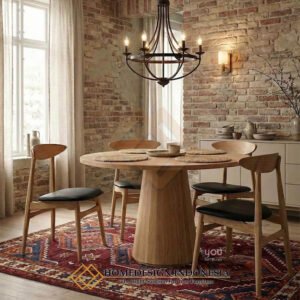 Meja Makan Bundar Minimalis Waterbase Color Modern Desain Cantik HD-1965