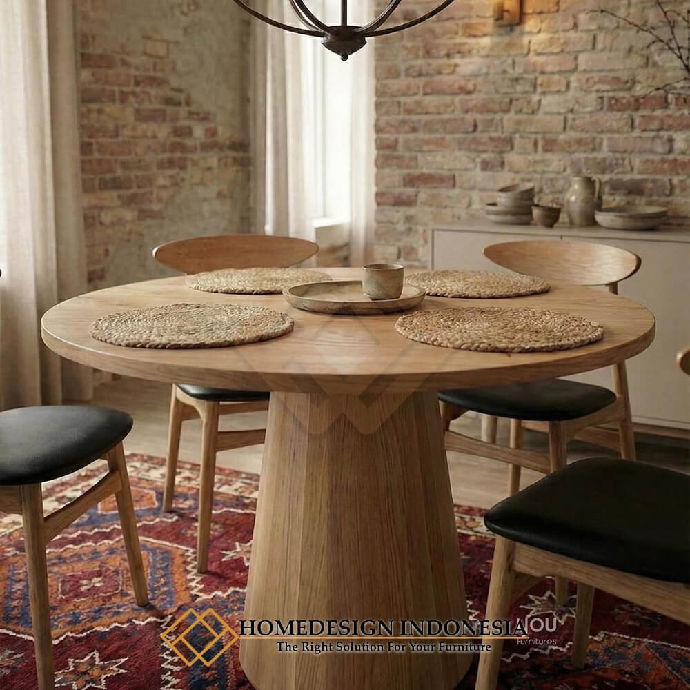 Meja Makan Bundar Minimalis Waterbase Color Modern Desain Cantik HD-1965.1