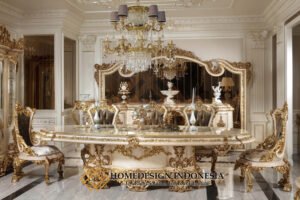 Meja Makan Mewah Ukiran Jepara Desain Premium Classic Furniture HD-1959