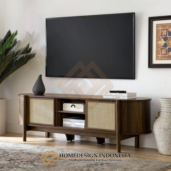 Meja TV Minimalis Jati Japandi Style Rattan Combination HD-1986 Meja TV Minimalis Jati Japandi Style Rattan Combination HD-1986