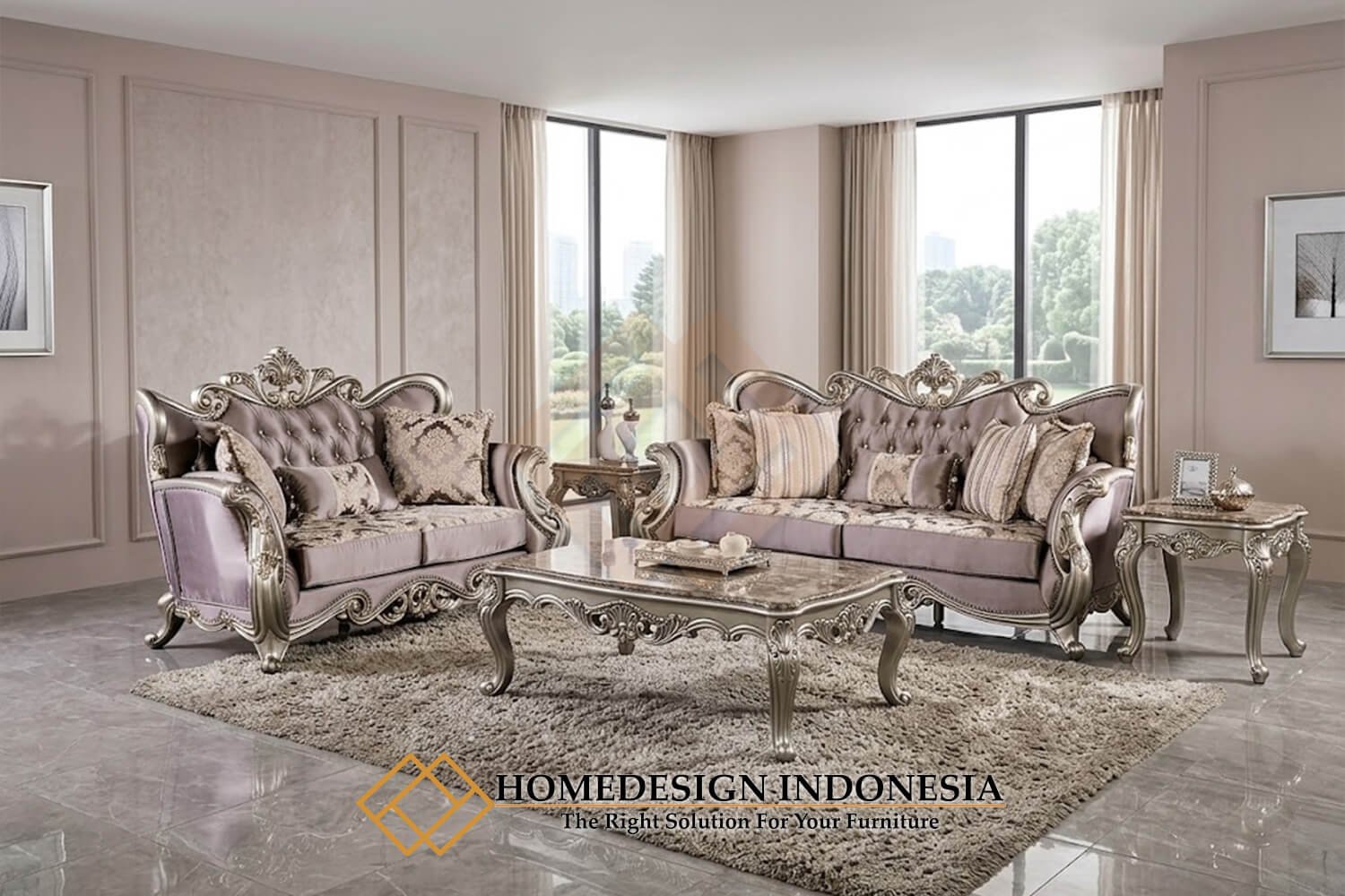 Set Sofa Mewah Ukiran Jepara Klasik Premium Style HD-1977