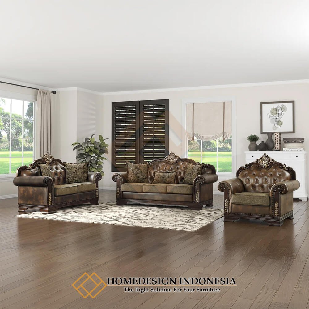 Sofa Mewah Jati Jepara Gorgeous Crown Carved Design HD-1974
