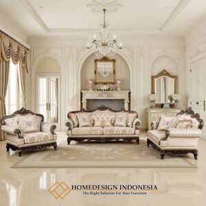 Sofa Mewah Klasik Jepara Kayu Jati Solid Natural Dark Brown HD-1973