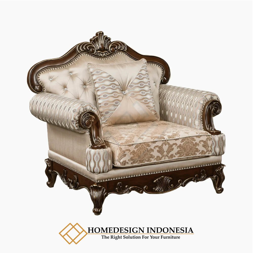 Sofa Mewah Klasik Jepara Kayu Jati Solid Natural Dark Brown HD-1973.2