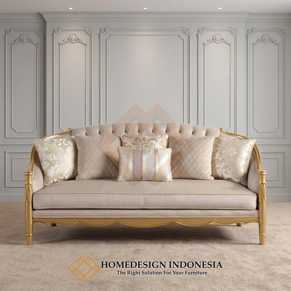 Sofa Mewah Minimalis Jepara Gold Glam Solid Color Cantik HD-1980.1