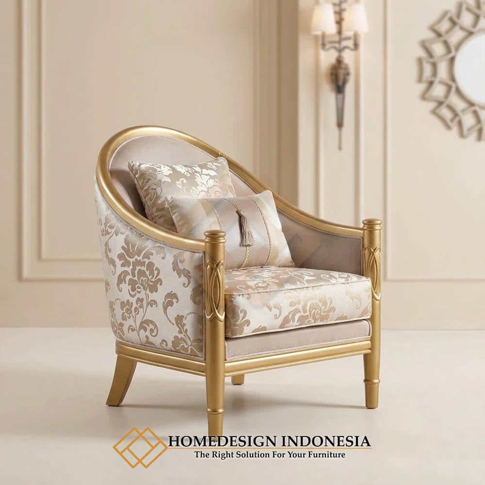 Sofa Mewah Minimalis Jepara Gold Glam Solid Color Cantik HD-1980.2