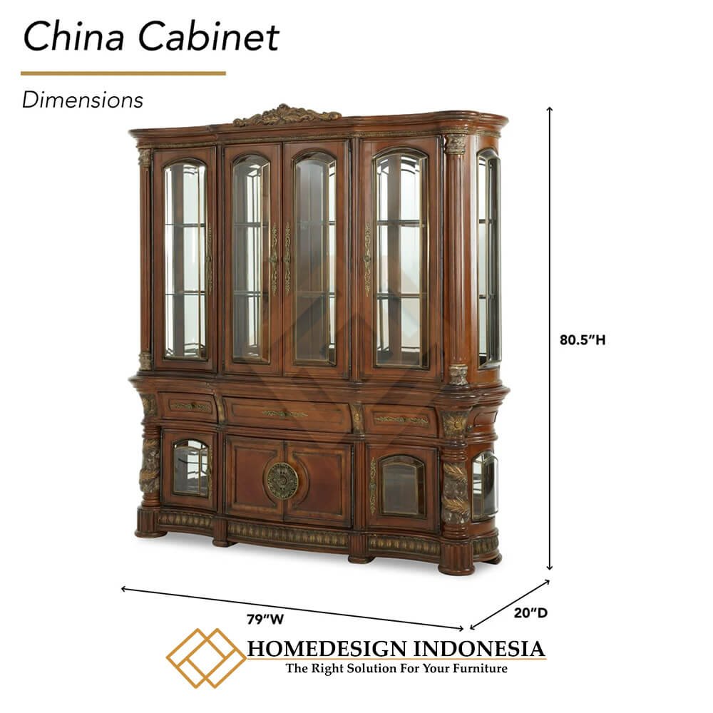 Lemari Pajangan Mewah Jati Natural Luxury Carved Premium HD-2023.2