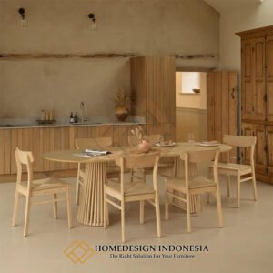 Meja Makan Jati Minimalis Modern Design Dudukan Rotan HD-2006